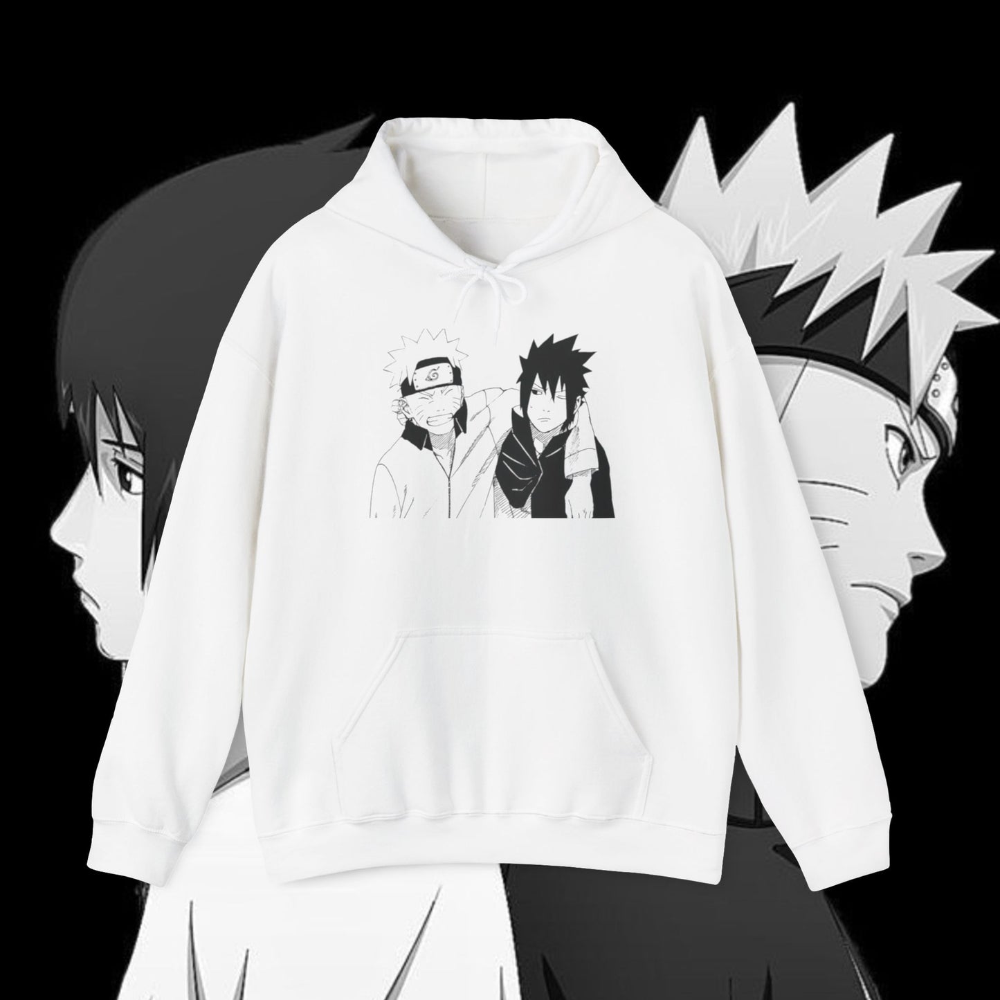 Anime Naruto Hoodie - Naruto and Sasuke Unisex Hooded Sweatshirt